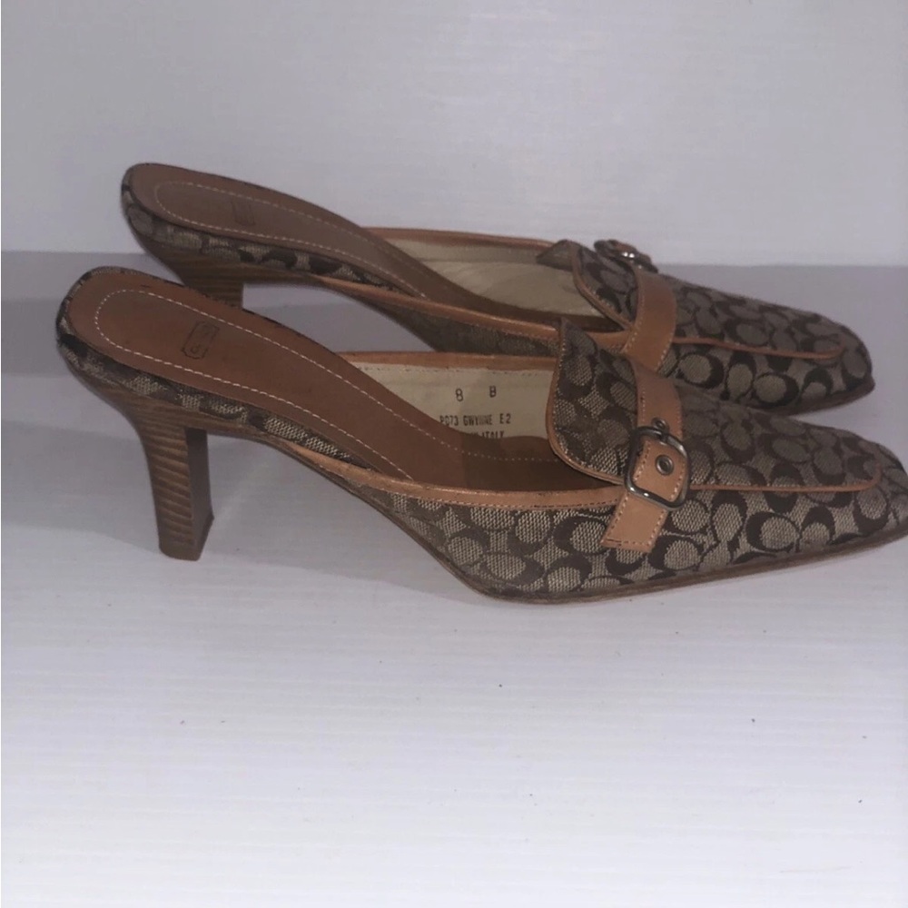 Coach Signature Gwynne Logo Monogram Mules Size 8B. VTG Y2K 90s CBK Square toe